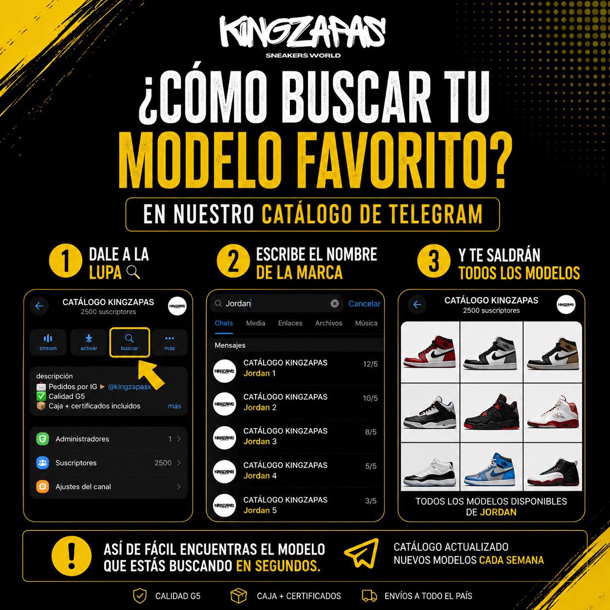 Cómo buscar un modelo dentro del catálogo privado de KINGZAPAS en Telegram
